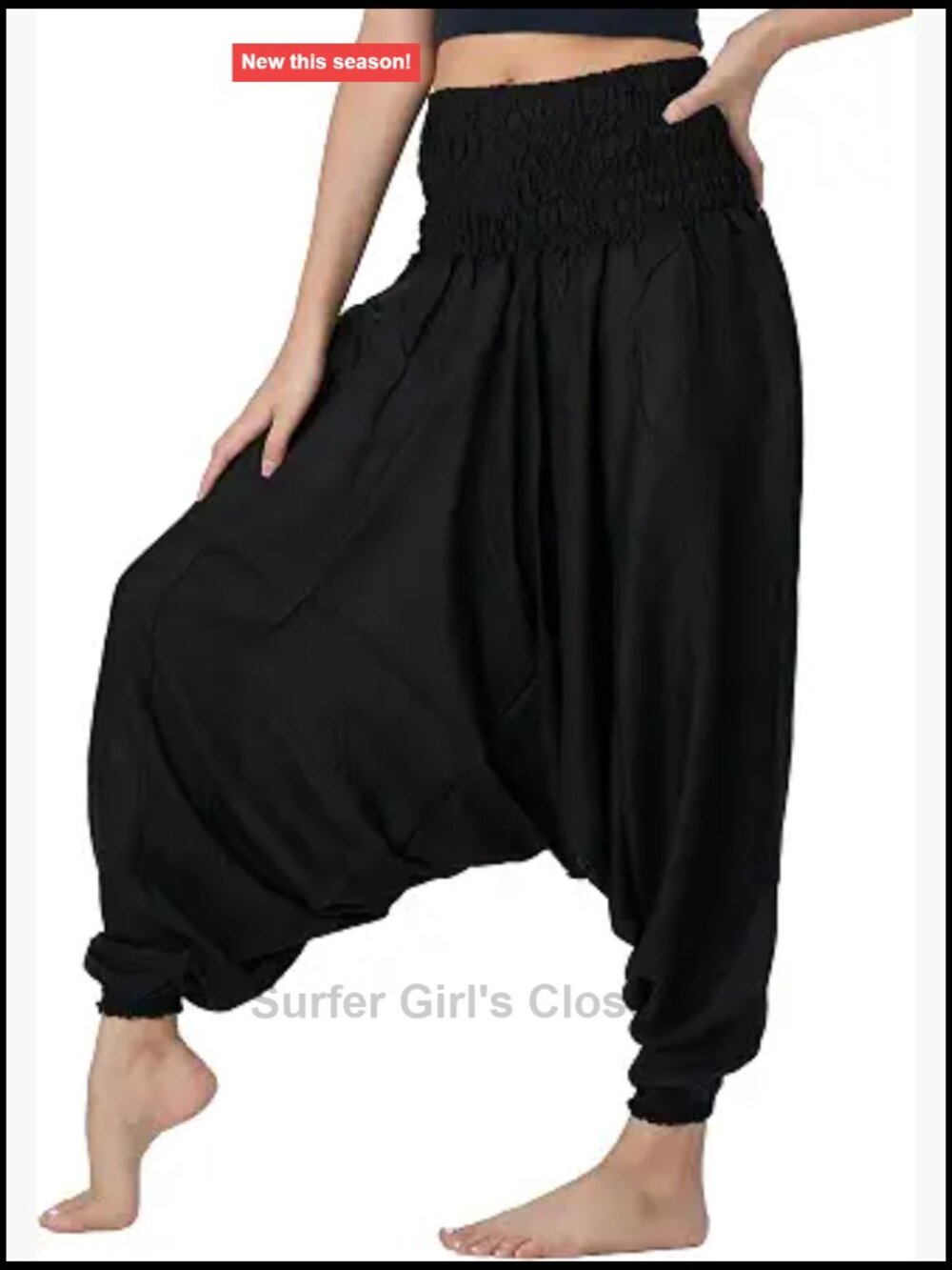 Harem Pants Women's Boho Elastic Waist Jumpsuit Convertible Beach Yoga Fair